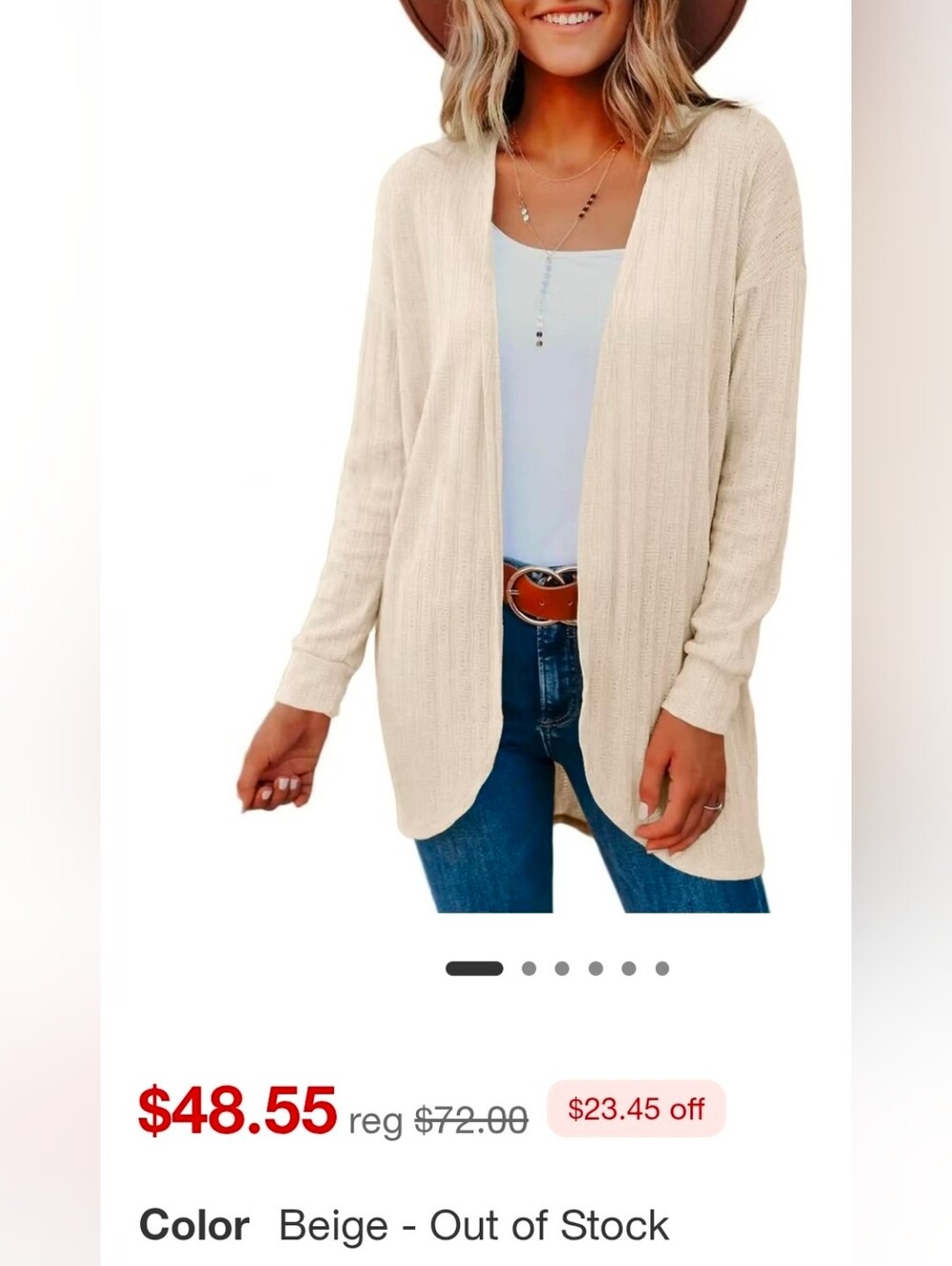 Open Front Textured Cardigan - Picture 2 of 4